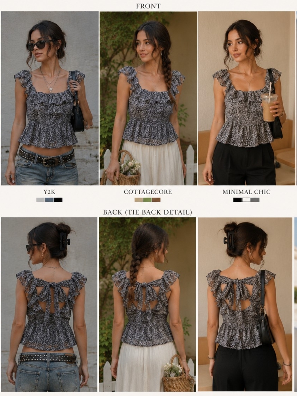 Banana Republic Size M Romantic Tie-Back Blouse Animal Print Mob Wife Chic